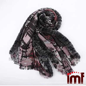 Wholesale wool scarf with rex rabbit fur